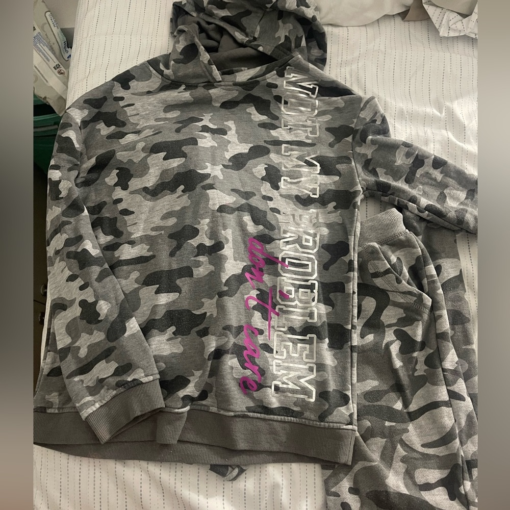 Gray camouflage sweatsuit